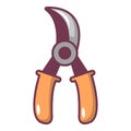 Grape scissors icon, cartoon style