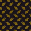 Grape seamless pattern in art deco style. Grape bunches in style of the 1920s-1930s. Linear icon grape in golden color