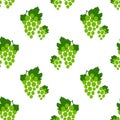 Grape seamless pattern. Green bunch of grapes. Hand drawn fresh berry. Vector sketch background. Doodle wallpaper. Food print for Royalty Free Stock Photo
