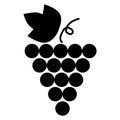 Grape silhouette icon. Fresh fruit logo. Vine symbol. Flat design. Minimal style. Vector illustration. Stock image. Royalty Free Stock Photo