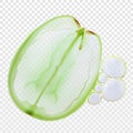 Grape slice and oil bubbles isolated realistic vector illustration. Concept grapeseed oil. Natural organic ingredient