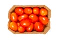 Grape tomatoes, red cocktail tomatoes in a cardboard tray