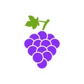 Grape vector isolated icon. Grape leaf wine black illustration graphic pictogram simple logo