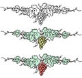 Grape vine set. Vintage ink hand drawn wine decorations border Royalty Free Stock Photo