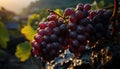 Grape vineyard in autumn, ripe fruit, winemaking, freshness, healthy eating generated by AI