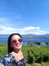 Grape vineyard overlooking Okanagan Lake in West Kelowna, Okanagan Valley British Columbia, Canada Royalty Free Stock Photo