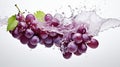 Grape with water splash isolated on white background Royalty Free Stock Photo
