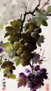 Grape watercolour illustration grapes painting fruit art wine wine leafs