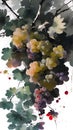 Grape watercolour illustration grapes painting fruit art wine wine leafs