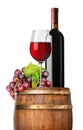Grape and wine on a barrel Royalty Free Stock Photo