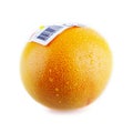 Grapefruit with bar code sticker and water drops Royalty Free Stock Photo