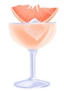 grapefruit cocktail garnished with grapefruit slice, watercolor illustration