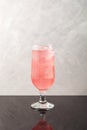 Grapefruit cocktail with ice cubes in tall drinking glass. Pink refreshing summer drink Royalty Free Stock Photo