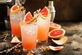 Grapefruit cocktail in tall glasses Royalty Free Stock Photo