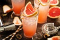 Grapefruit cocktail in tall glasses Royalty Free Stock Photo