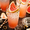 Grapefruit cocktail in tall glasses Royalty Free Stock Photo