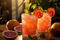 Grapefruit cocktail in tall glasses with ice hype Royalty Free Stock Photo