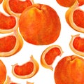 Grapefruit, colored pencil, pattern seamless Royalty Free Stock Photo