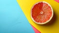 A grapefruit cut in half on a colorful background, AI Royalty Free Stock Photo