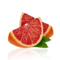 Grapefruit fruit slice isolated on white background. Clipping path