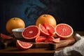 Grapefruit and grapefruits on a dark background. Selective focus. Generative AI Royalty Free Stock Photo