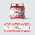 Grapefruit jam label and packaging. Jar with cap with label. Royalty Free Stock Photo