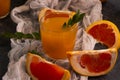 Grapefruit juice freshness health preparation nature a concrete background cocktail refreshment