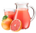 Grapefruit juice and fruits.