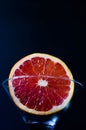 Grapefruit in a martini glass on a black background