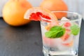 Fruit in ice cubes in water Royalty Free Stock Photo