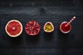 Grapefruit pomegranate and passion fruit red smoothie mix with straw Royalty Free Stock Photo