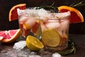Grapefruit and rosemary gin cocktail or margarita, refreshing drink with ice Royalty Free Stock Photo