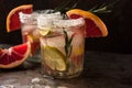 Grapefruit and rosemary gin cocktail, refreshing drink with ice Royalty Free Stock Photo
