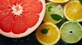 A grapefruit segment creating a citrusy burst in a citrus fruit salad Royalty Free Stock Photo