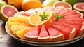 A grapefruit segment creating a citrusy burst in a fruit platter Royalty Free Stock Photo