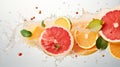 A grapefruit segment creating a citrusy burst in a fruit salad Royalty Free Stock Photo