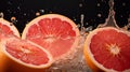 A grapefruit segment making a citrusy splash in juice Royalty Free Stock Photo