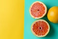 Grapefruit set. Grapefruit clipping path. Organic fresh grapefruit. Grapefruit split in half. Organic grapefruit isolated on blue