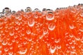 Grapefruit slice peeled pulpy capsules in water with air bubbles, in background light, close-up isolated, white, background, Royalty Free Stock Photo