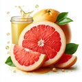 grapefruit slices, grapefruit juice, isolate on a white background Royalty Free Stock Photo