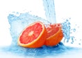 Grapefruit in a spray of water Royalty Free Stock Photo