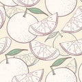 Grapefruit stylized seamless pattern