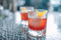 Grapefruit summer cocktail drink with slice of orange on white background, copy space Royalty Free Stock Photo