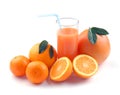 Grapefruit tangerin and orange and juice glass Royalty Free Stock Photo