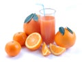 Grapefruit tangerin and orange and juice glass Royalty Free Stock Photo
