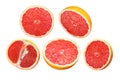 Grapefruit wheel round slice isolated, paths