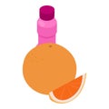 Grapefruit yogurt icon isometric vector. Fresh ripe grapefruit and yogurt bottle Royalty Free Stock Photo