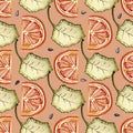 GRAPEFRUITS SEAMLESS PATTERN REPEAT TILE Royalty Free Stock Photo