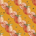 GRAPEFRUITS SEAMLESS PATTERN REPEAT TILE PRINT Royalty Free Stock Photo