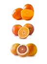 Grapefruits, tangerines and persimmons isolated. Orange color fruit with copy space for text. fruits from the autumn blues, Royalty Free Stock Photo